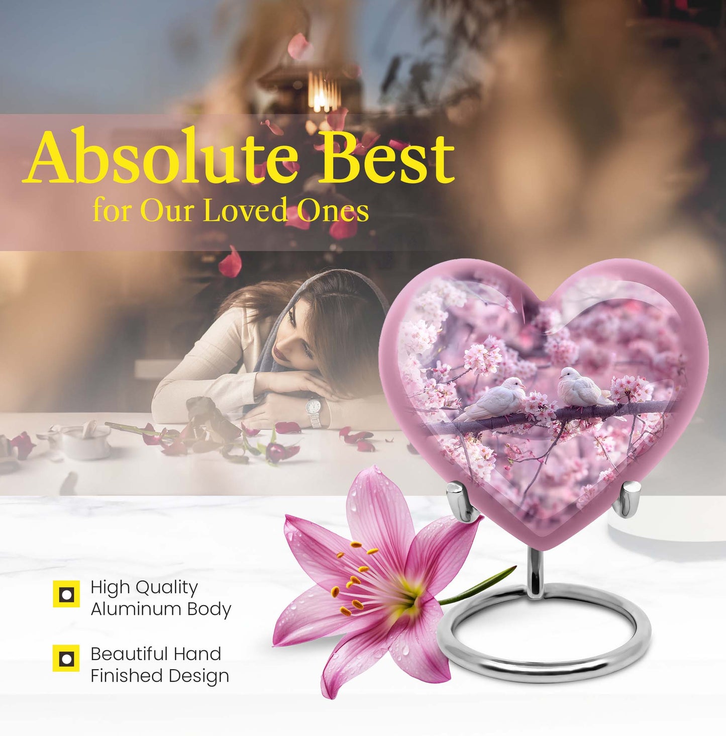 dove heart-shaped urn