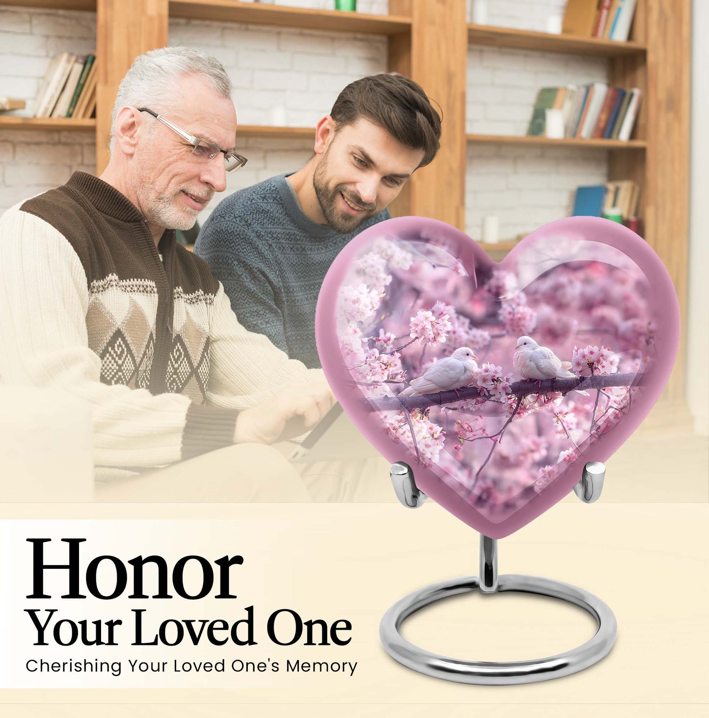 dove heart-shaped urn