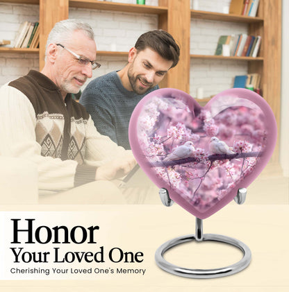 dove heart-shaped urn