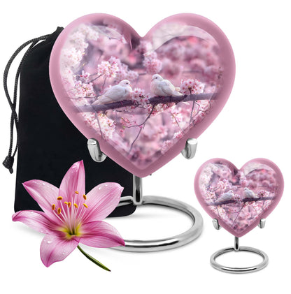dove heart-shaped urn