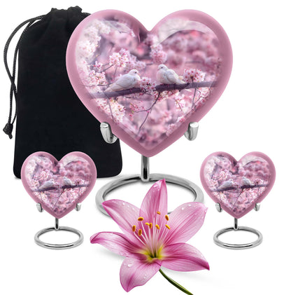 dove heart-shaped urn