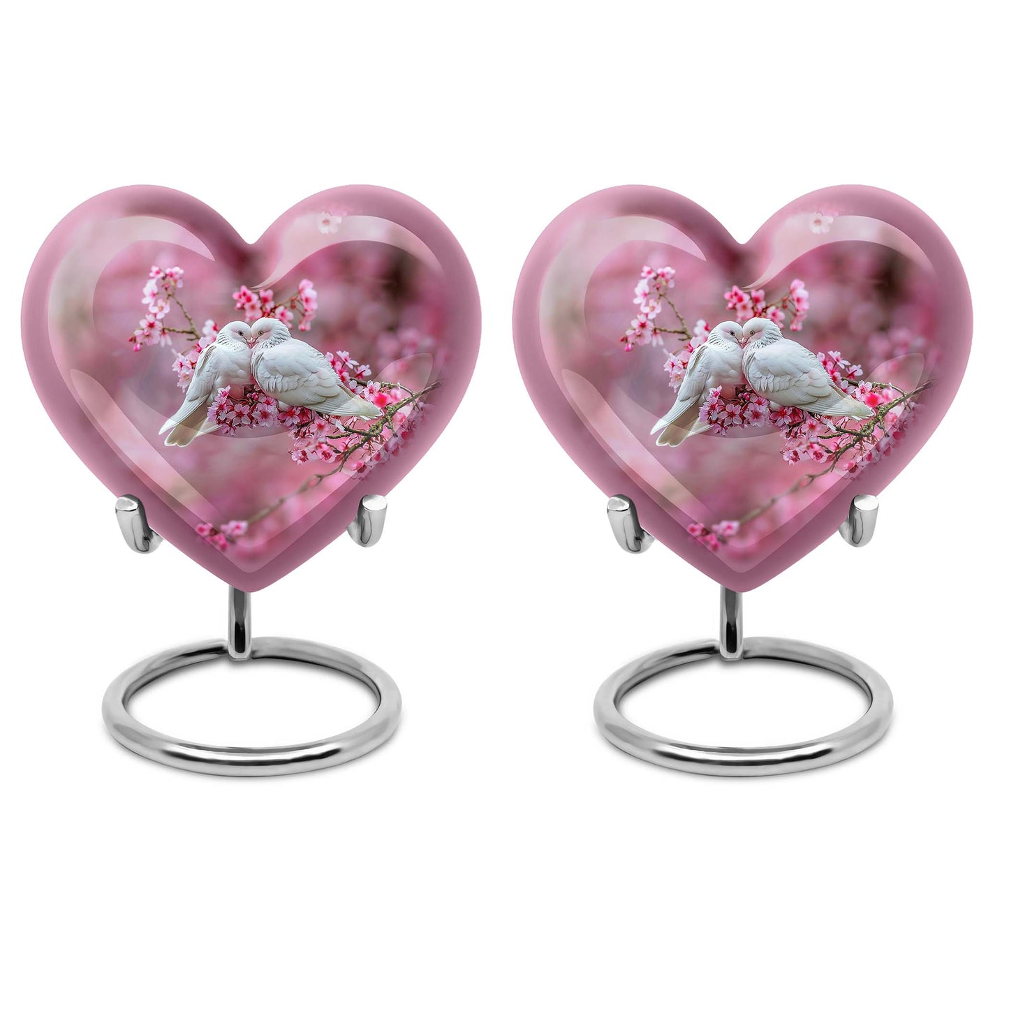 10-inch heart shaped dove cremation urn in aluminum