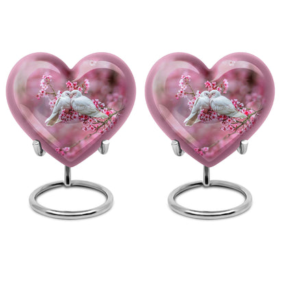 10-inch heart shaped dove cremation urn in aluminum