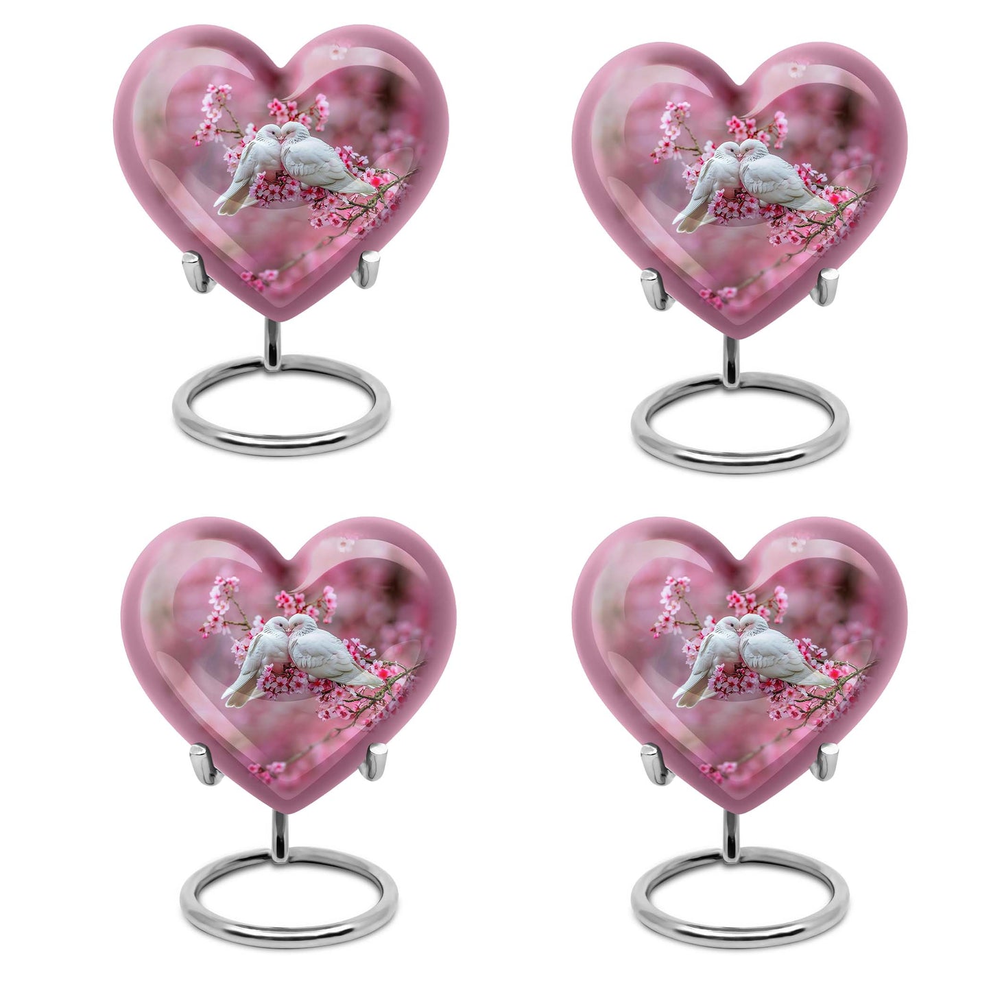 10-inch heart shaped dove cremation urn in aluminum