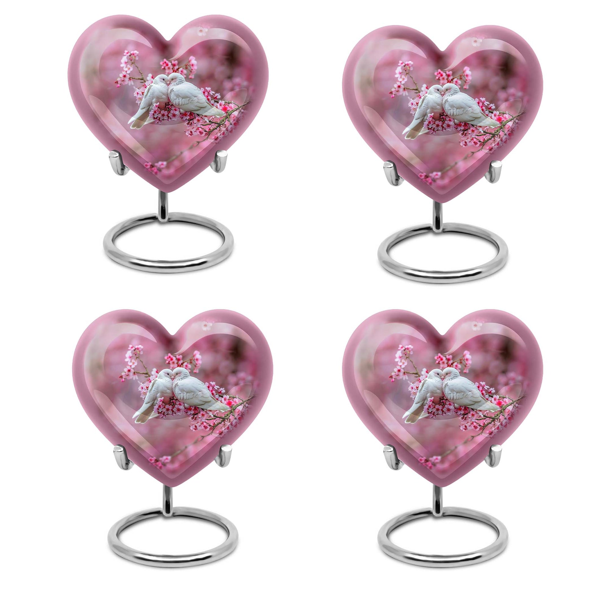 10-inch heart shaped dove cremation urn in aluminum