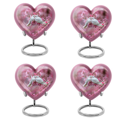10-inch heart shaped dove cremation urn in aluminum
