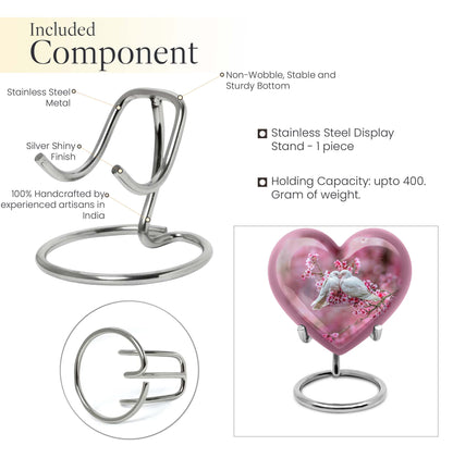 10-inch heart shaped dove cremation urn in aluminum