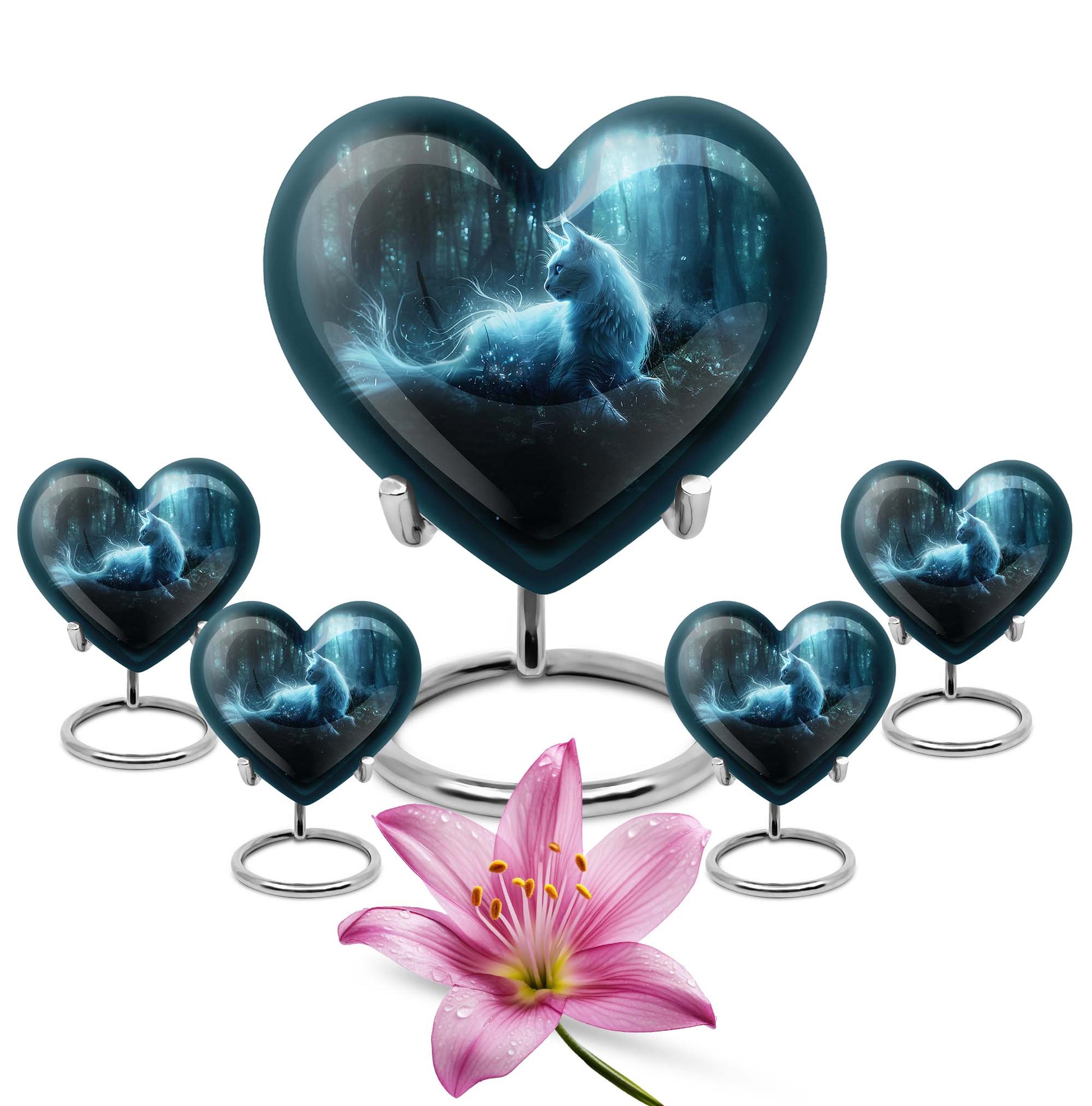 heart-shaped cat urn for human ashes