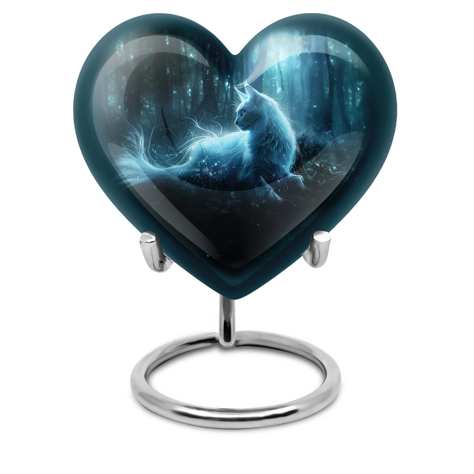 heart-shaped cat urn for human ashes
