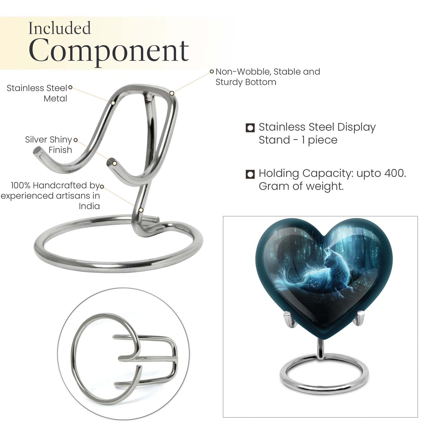 heart-shaped cat urn for human ashes
