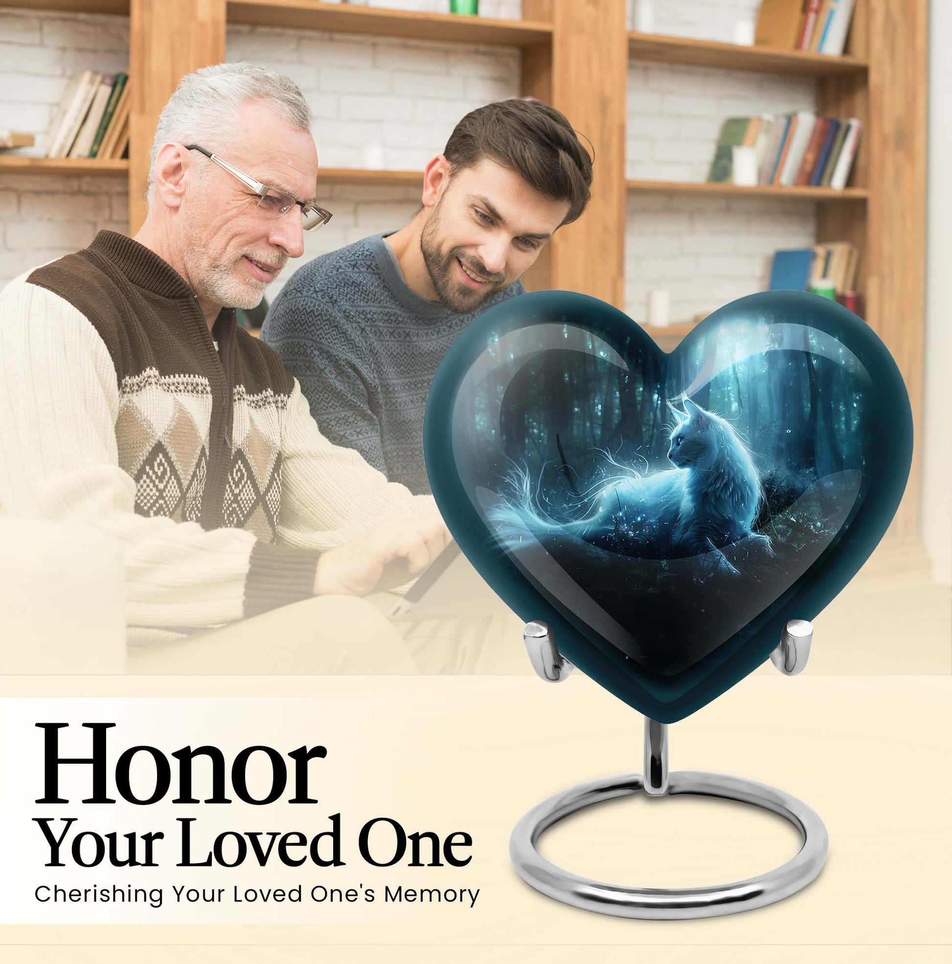 heart-shaped cat urn for human ashes