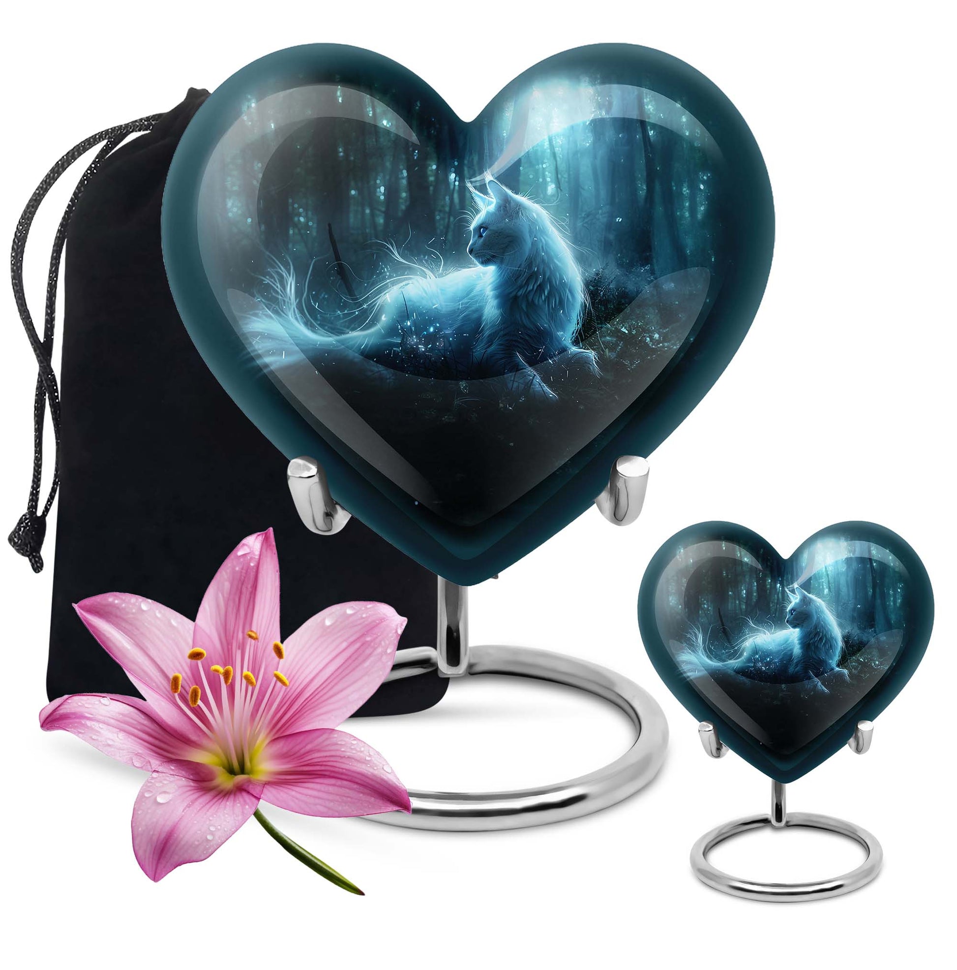 heart-shaped cat urn for human ashes