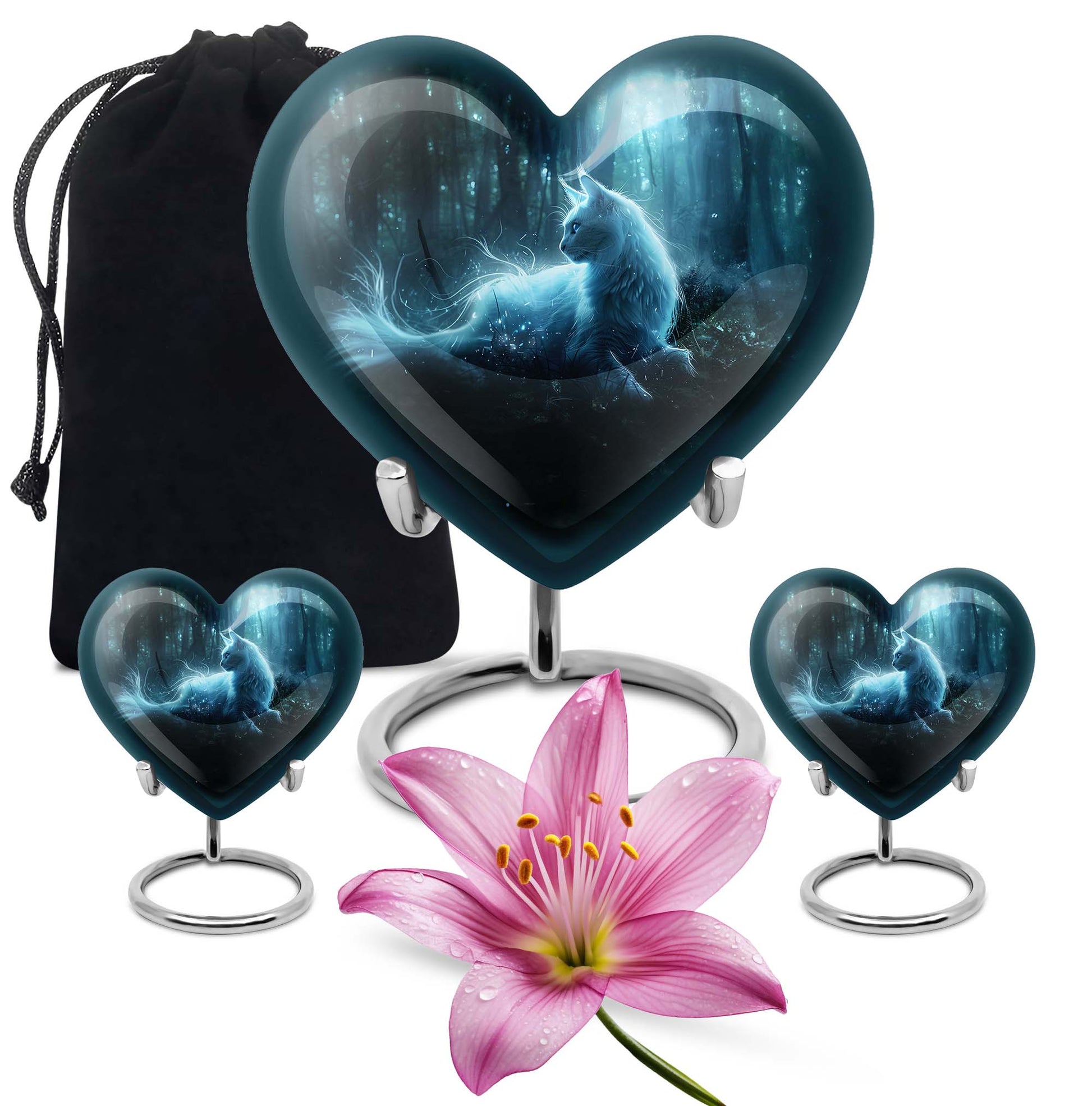 heart-shaped cat urn for human ashes
