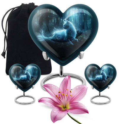 heart-shaped cat urn for human ashes