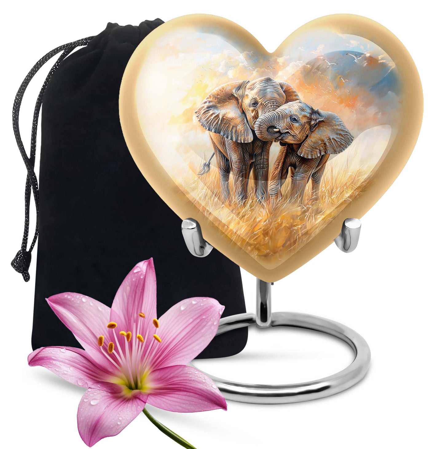 Personalized Elephant Cremation Urn for Men & Women - 10-inch, 200 cu in - Yatskia