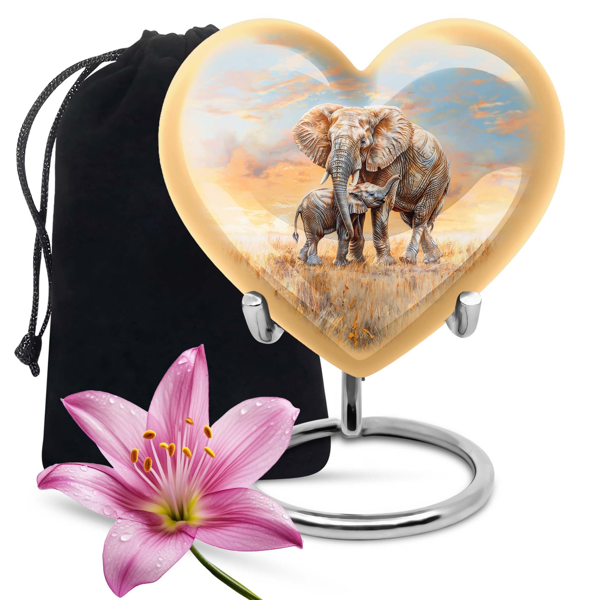 Elephant Family Cremation Urns For Men Funeral, Ashes Cremation Urn