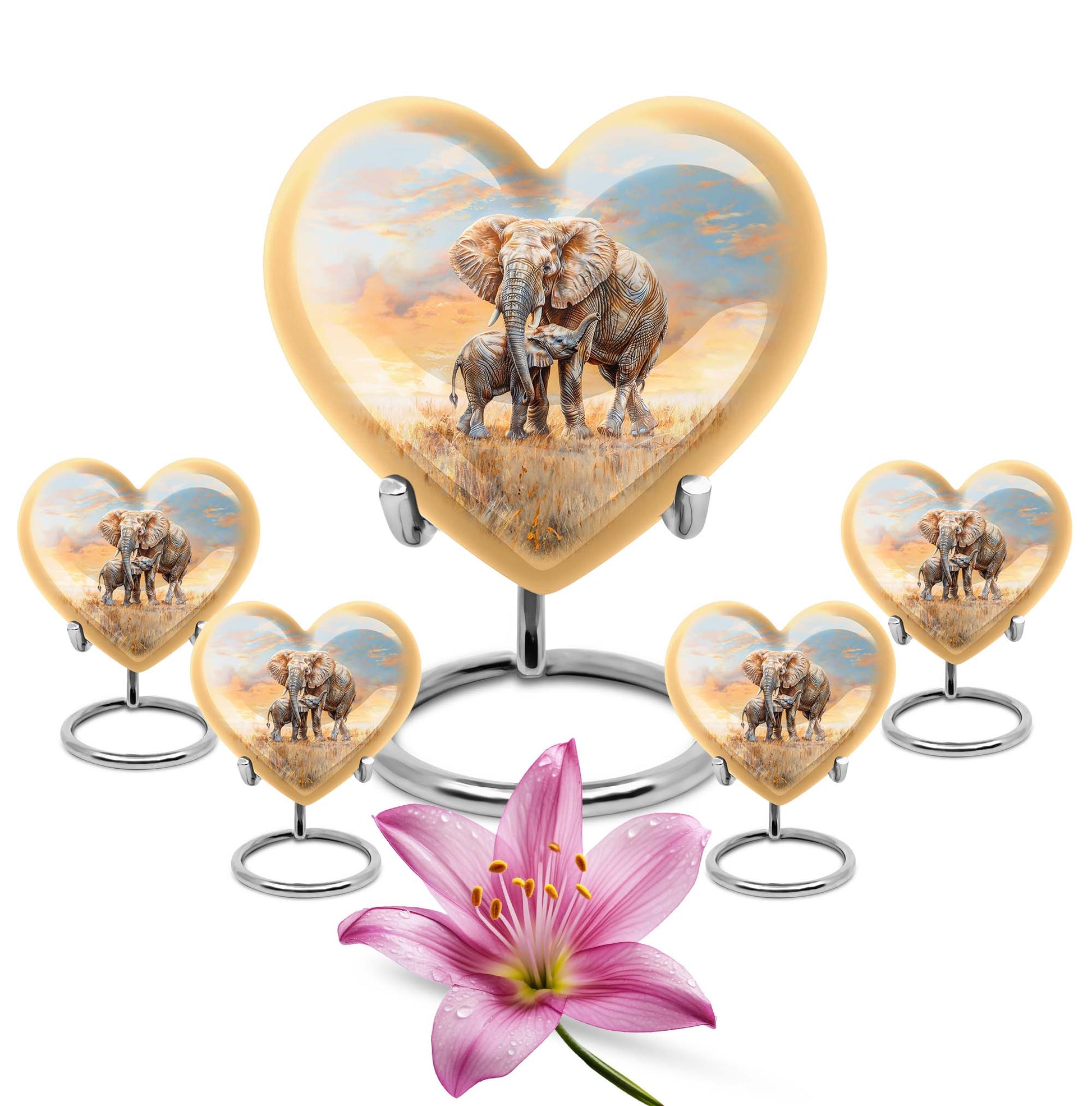 Elephant Family Cremation Urns For Men Funeral, Ashes Cremation Urn