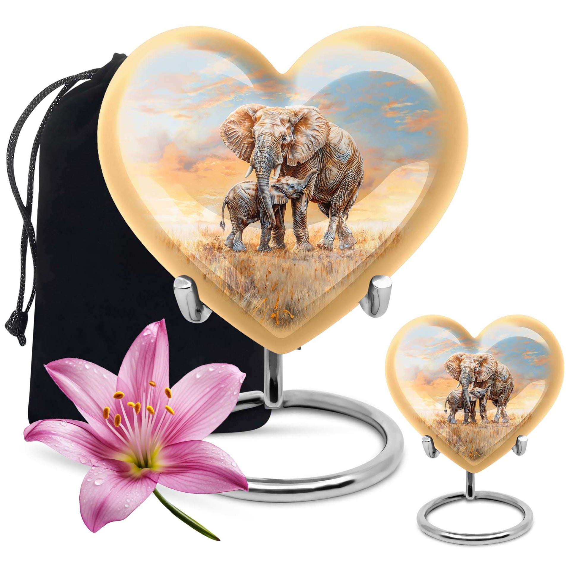 Elephant Family Cremation Urns For Men Funeral, Ashes Cremation Urn