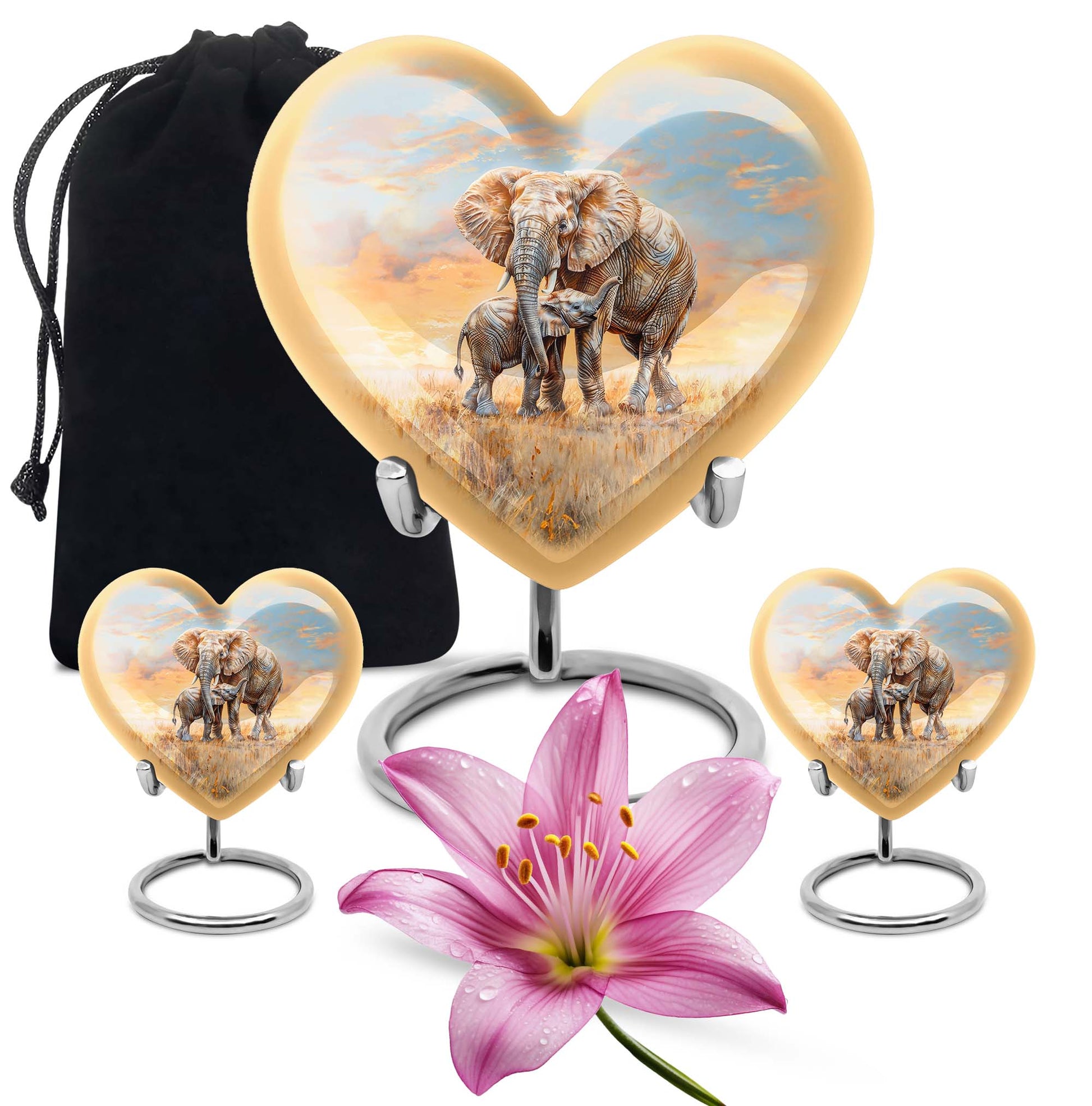 Elephant Family Cremation Urns For Men Funeral, Ashes Cremation Urn