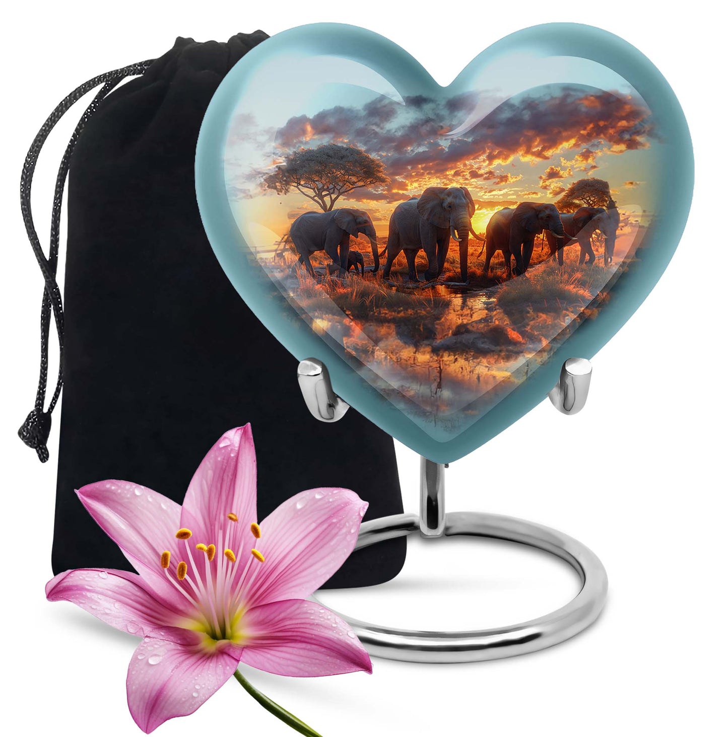 Personalized Elephant Cremation Urn for Human Ashes - 10-inch, 200 cu in - Yatskia