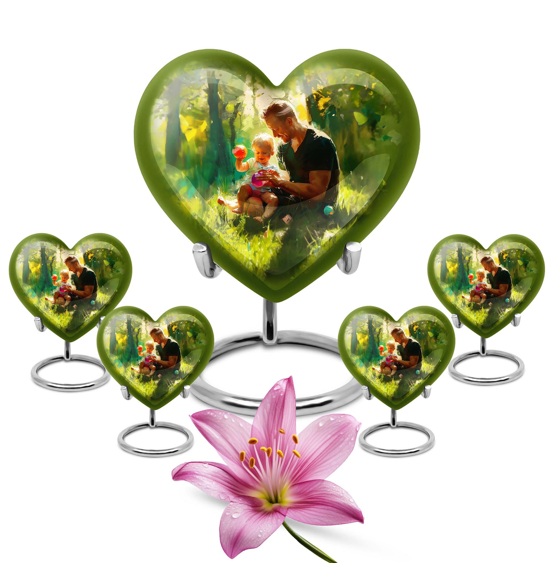 Father & Kids Large & Small Cremation Urns For Human Ashes