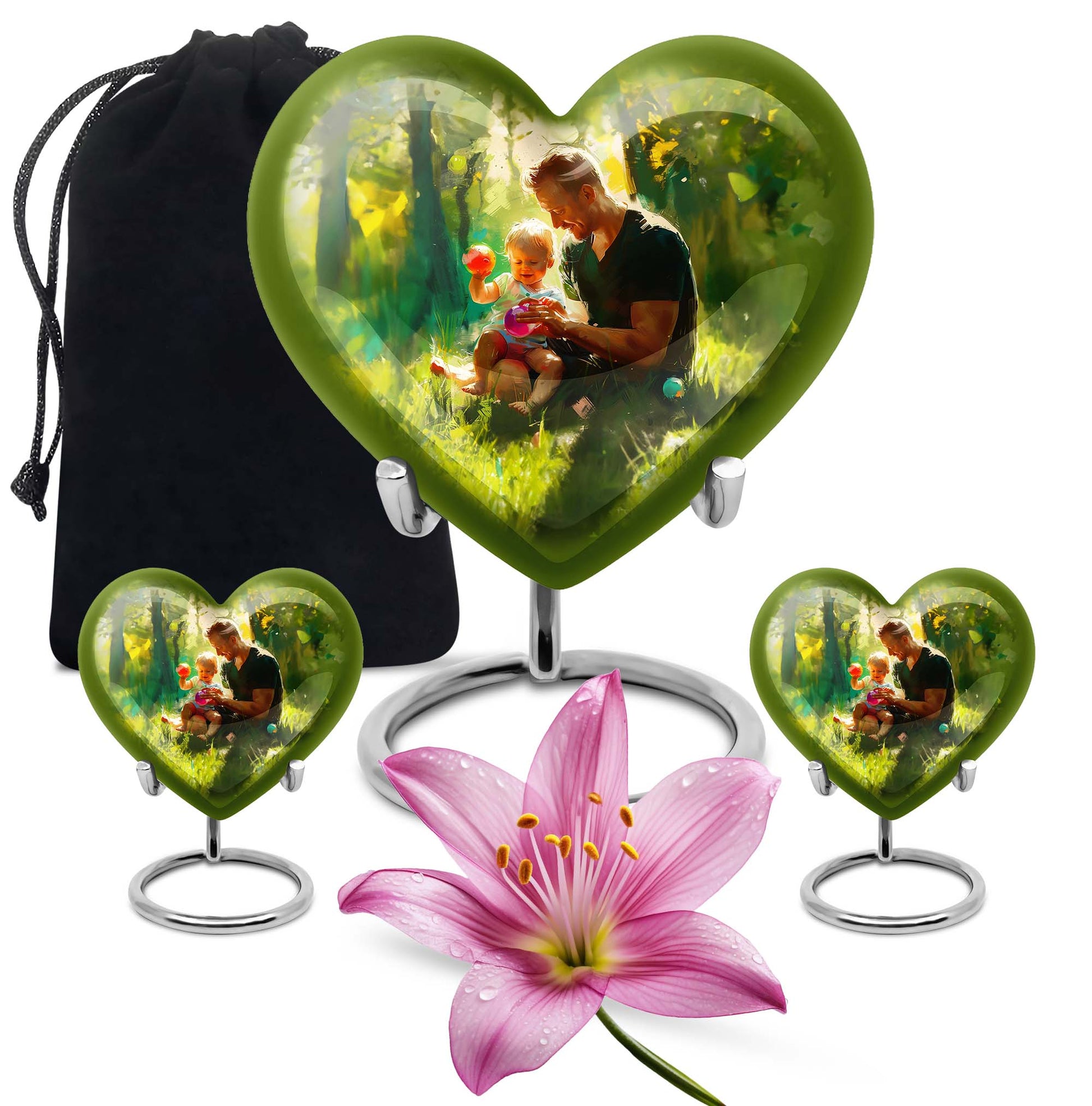 Father & Kids Large & Small Cremation Urns For Human Ashes