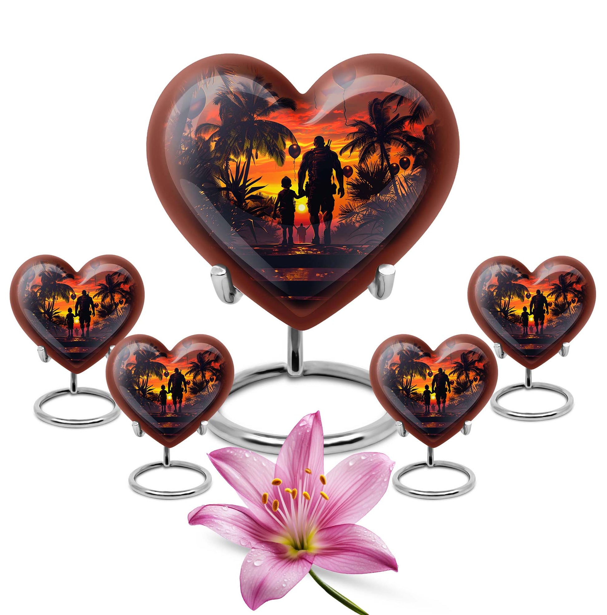 Father and Son Cremation Urns For Human Ashes - Sunset Funeral Urn