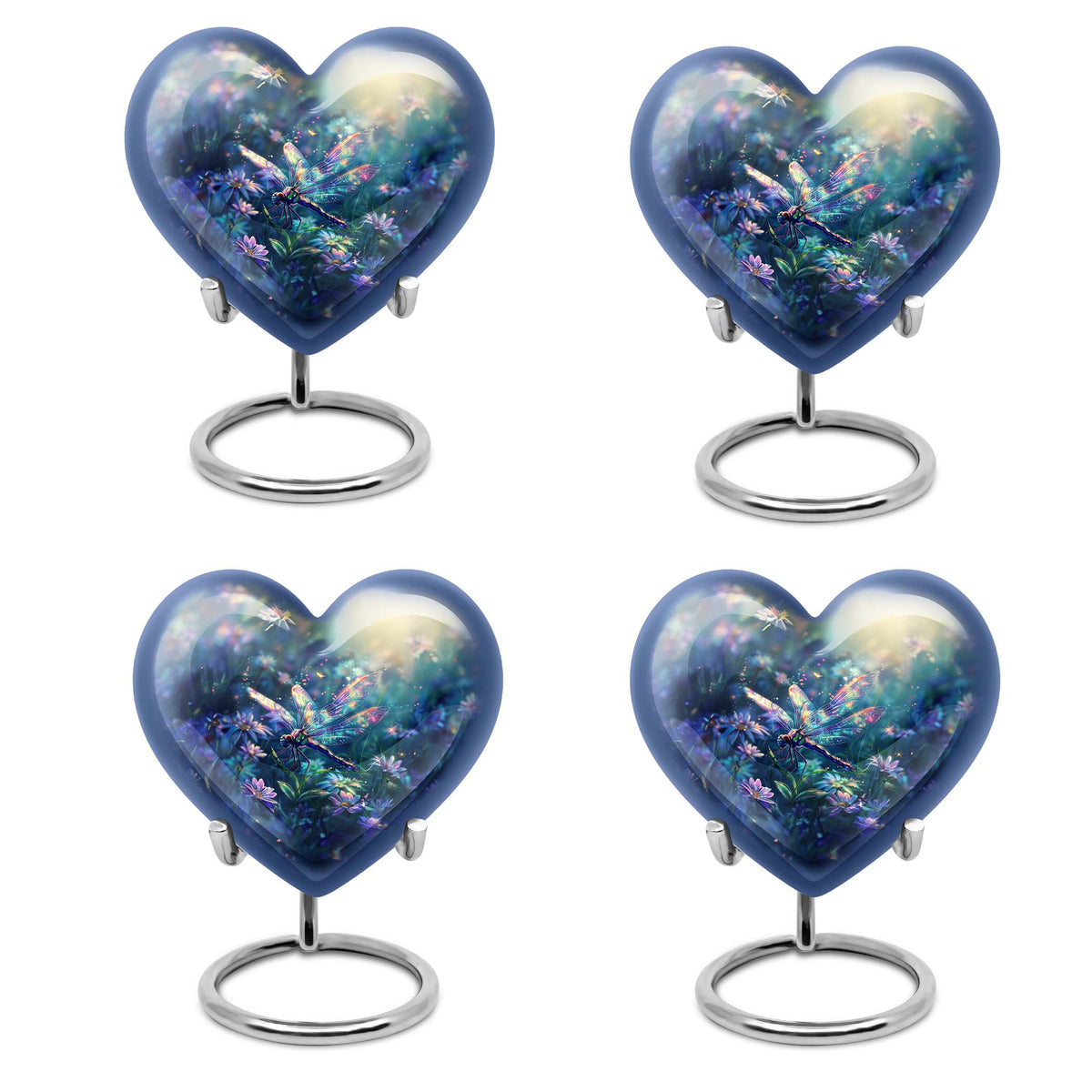 Dragonfly Urn for Human Ashes, Iridescent Among Spring Wildflowers, Classic Memorial Urn