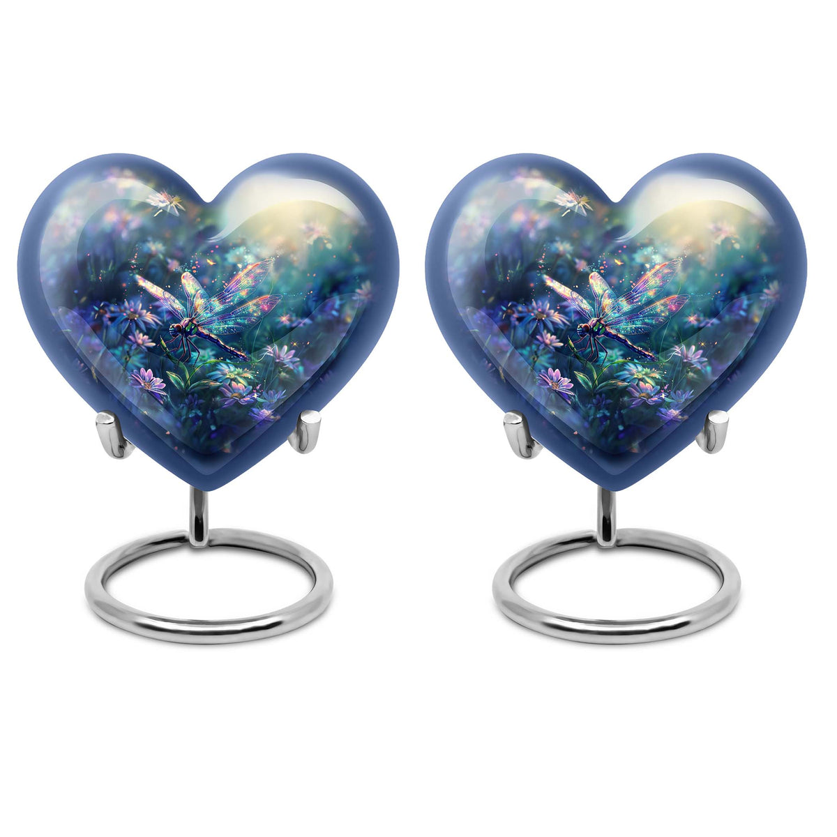 Dragonfly Urn for Human Ashes, Iridescent Among Spring Wildflowers, Classic Memorial Urn
