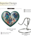 Abstract heart-design 10-inch stained glass memorial burial urn, perfect for personalized engraving