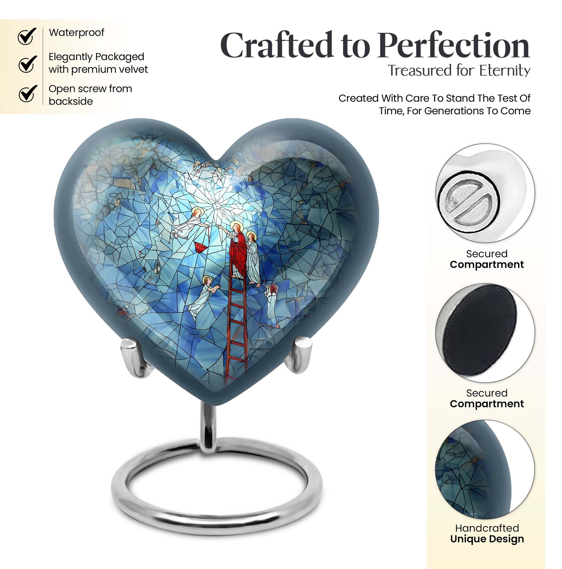 Stained glass heart urn