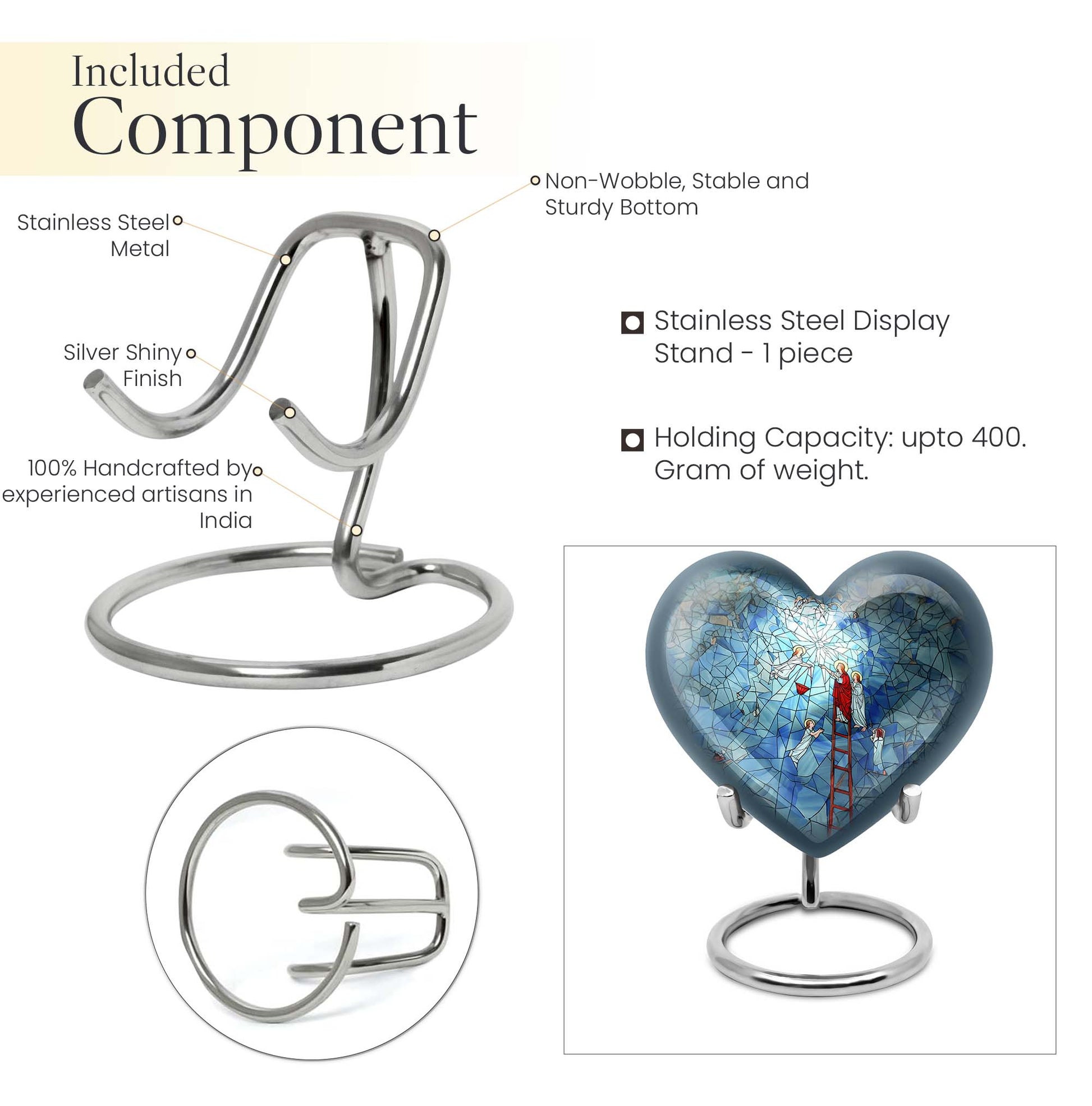 Stained glass heart urn