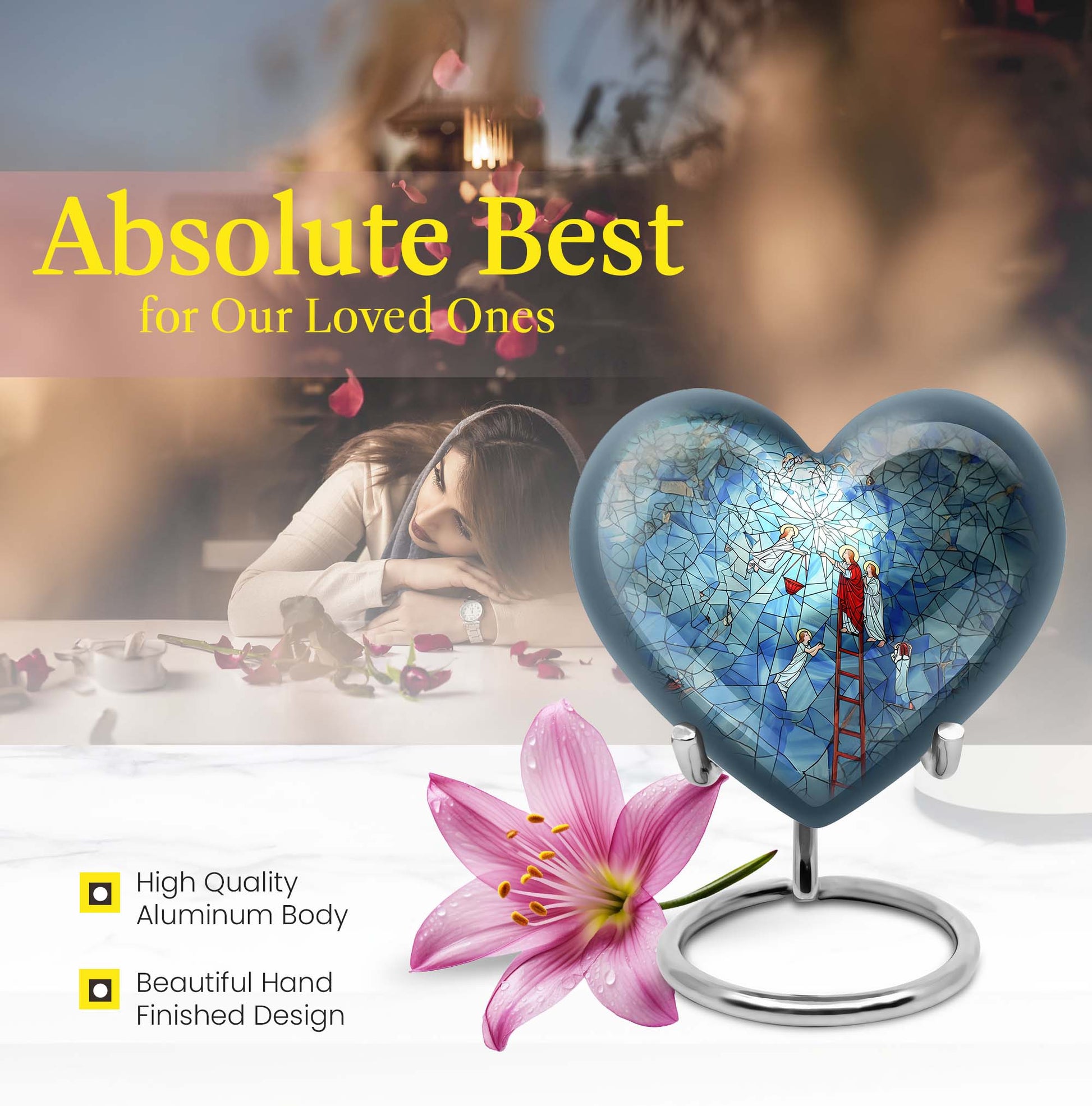 Stained glass heart urn