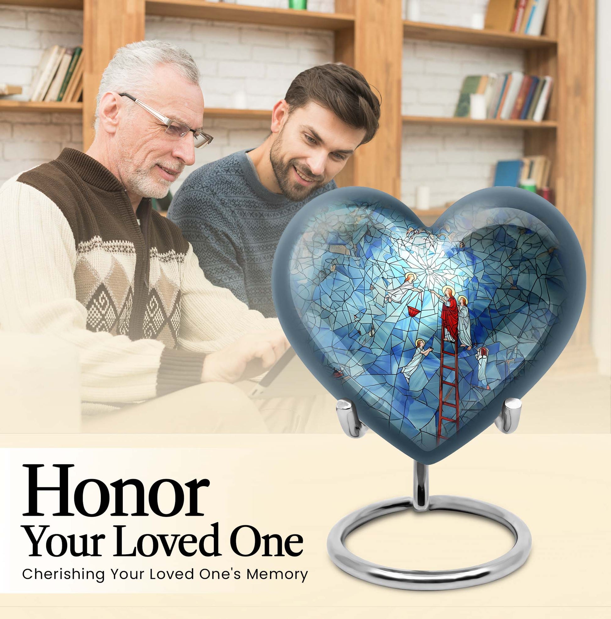 Stained glass heart urn