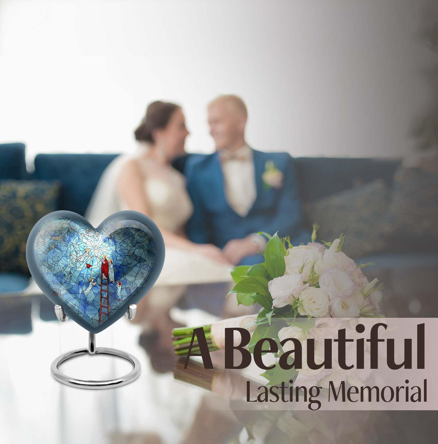 Stained glass heart urn