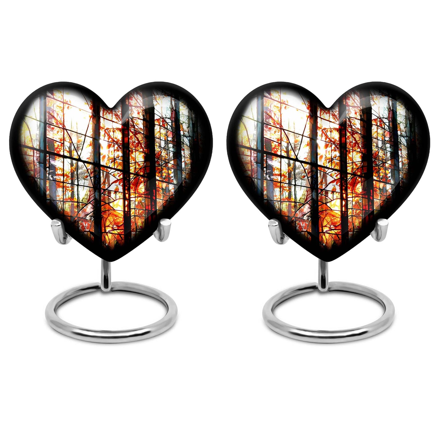 Heart-shaped, 10-inch stained glass memorial urn