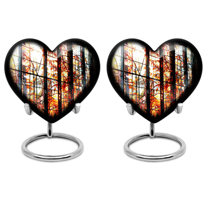 Heart-shaped, 10-inch stained glass memorial urn