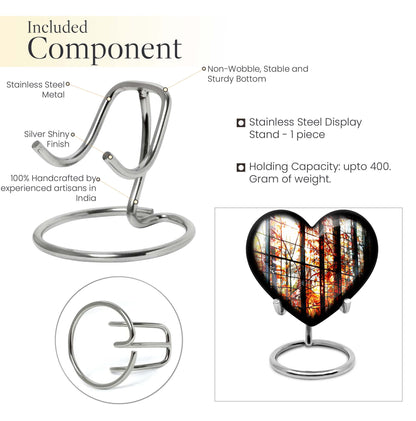 Heart-shaped, 10-inch stained glass memorial urn