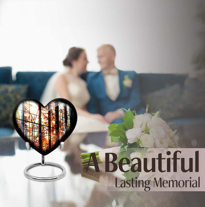 Heart-shaped, 10-inch stained glass memorial urn