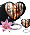 Heart-shaped, 10-inch stained glass memorial urn