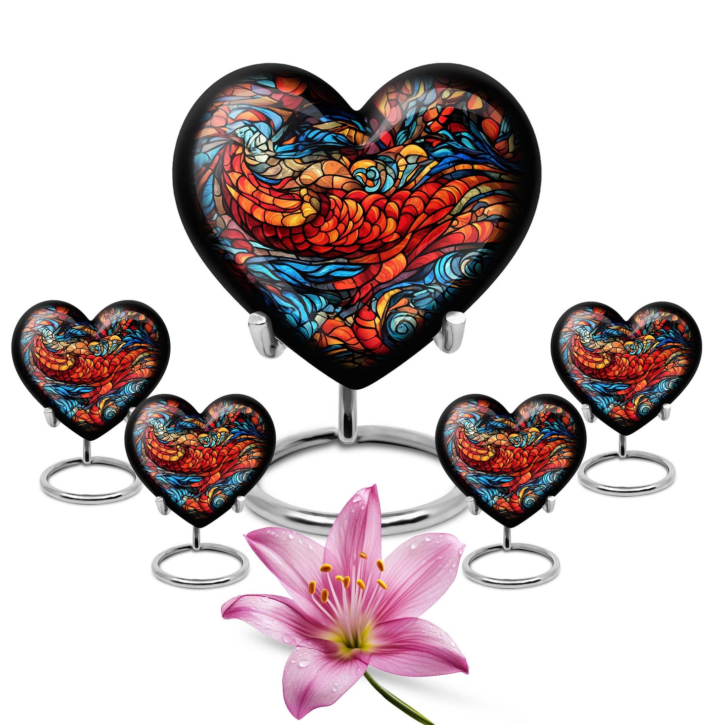 stained glass Heart Urn