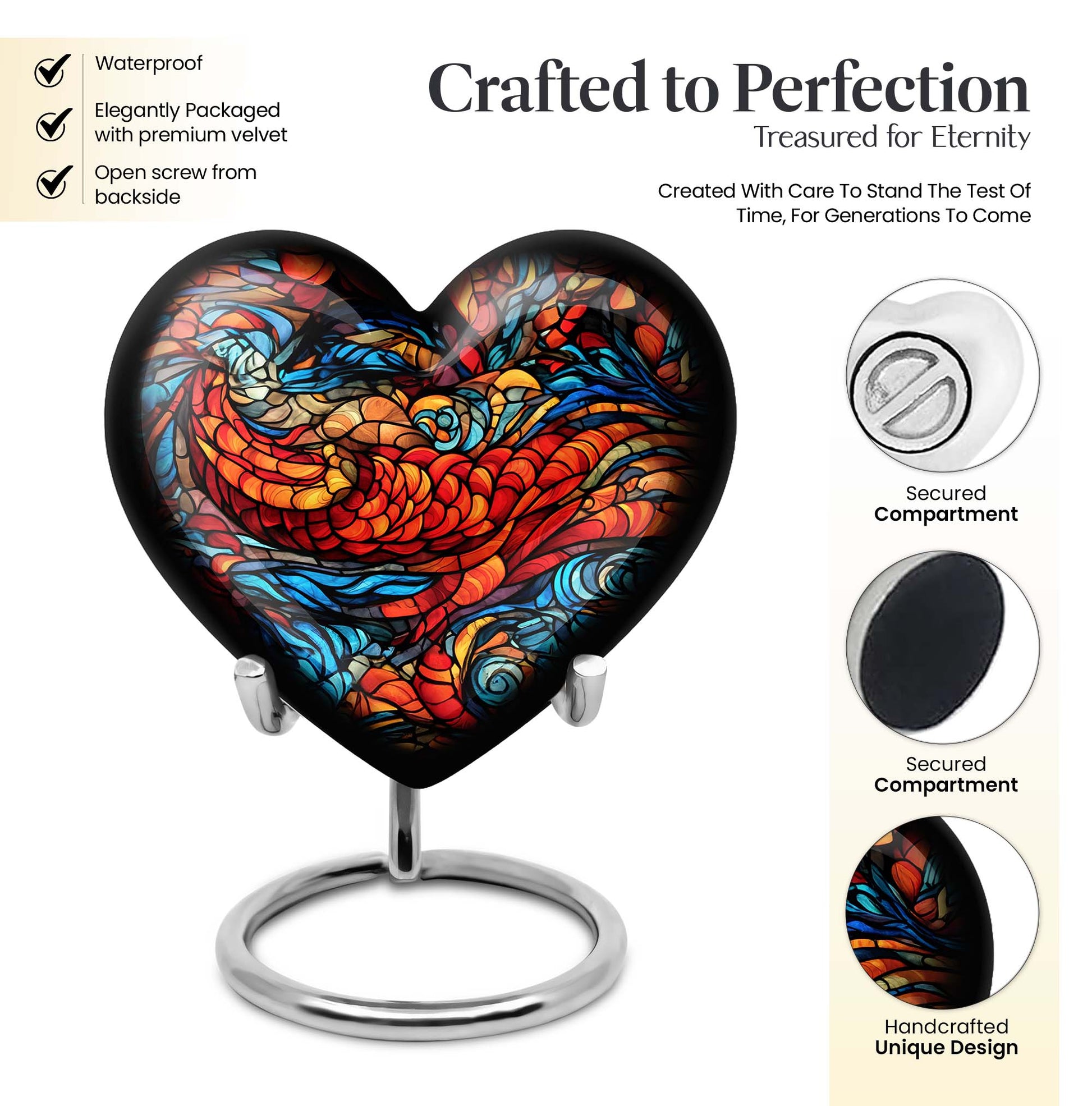 stained glass Heart Urn