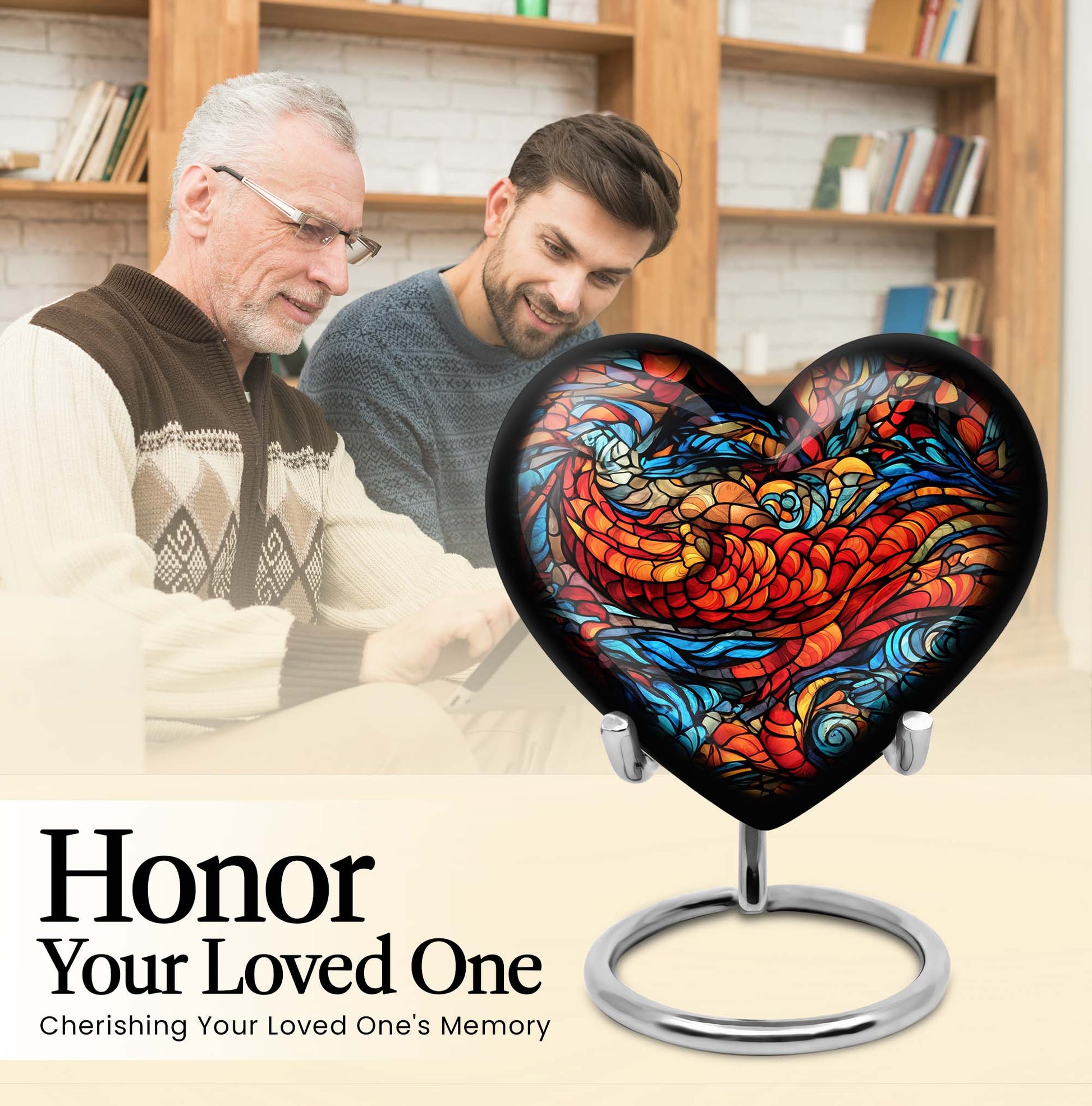 stained glass Heart Urn