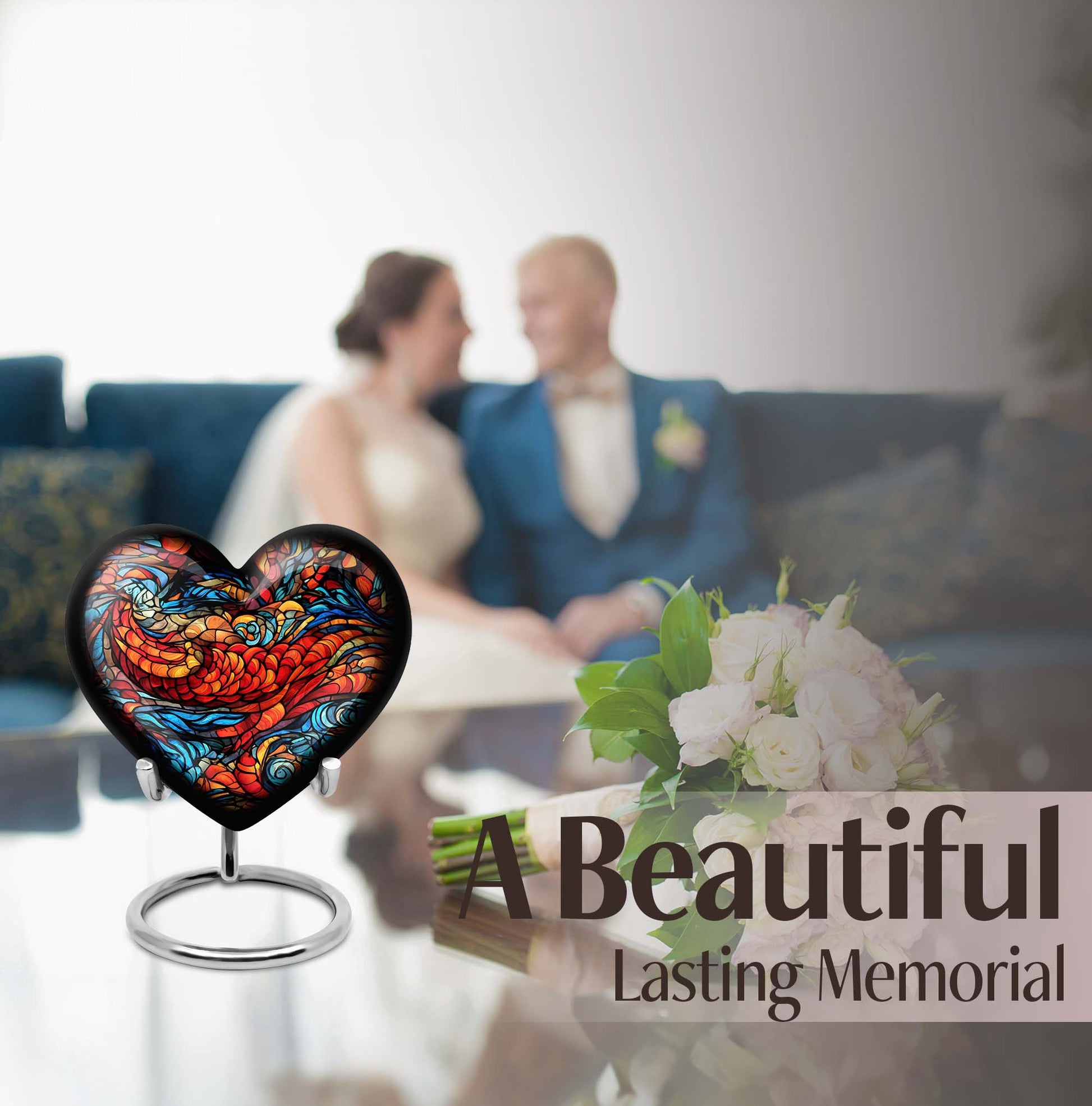 stained glass Heart Urn