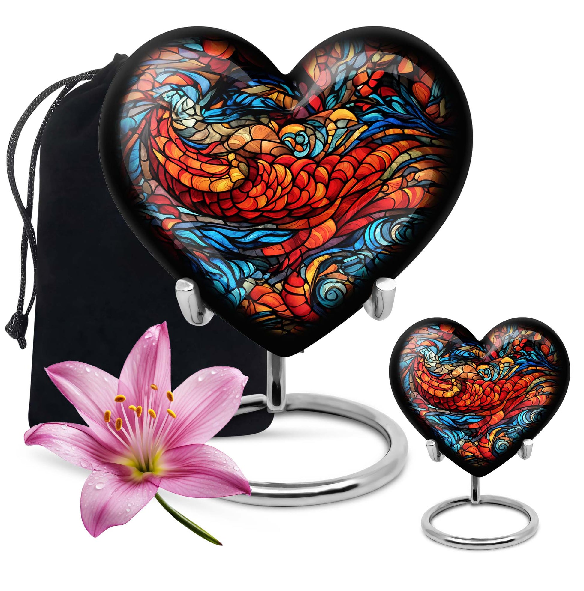 stained glass Heart Urn