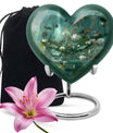 Lotus Cremation Urn for Women – Green Floral Funeral Urn For Ashes Female