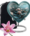 10-inch heart-shaped Lotus Urn, a large aluminium burial urn for cremation ashes