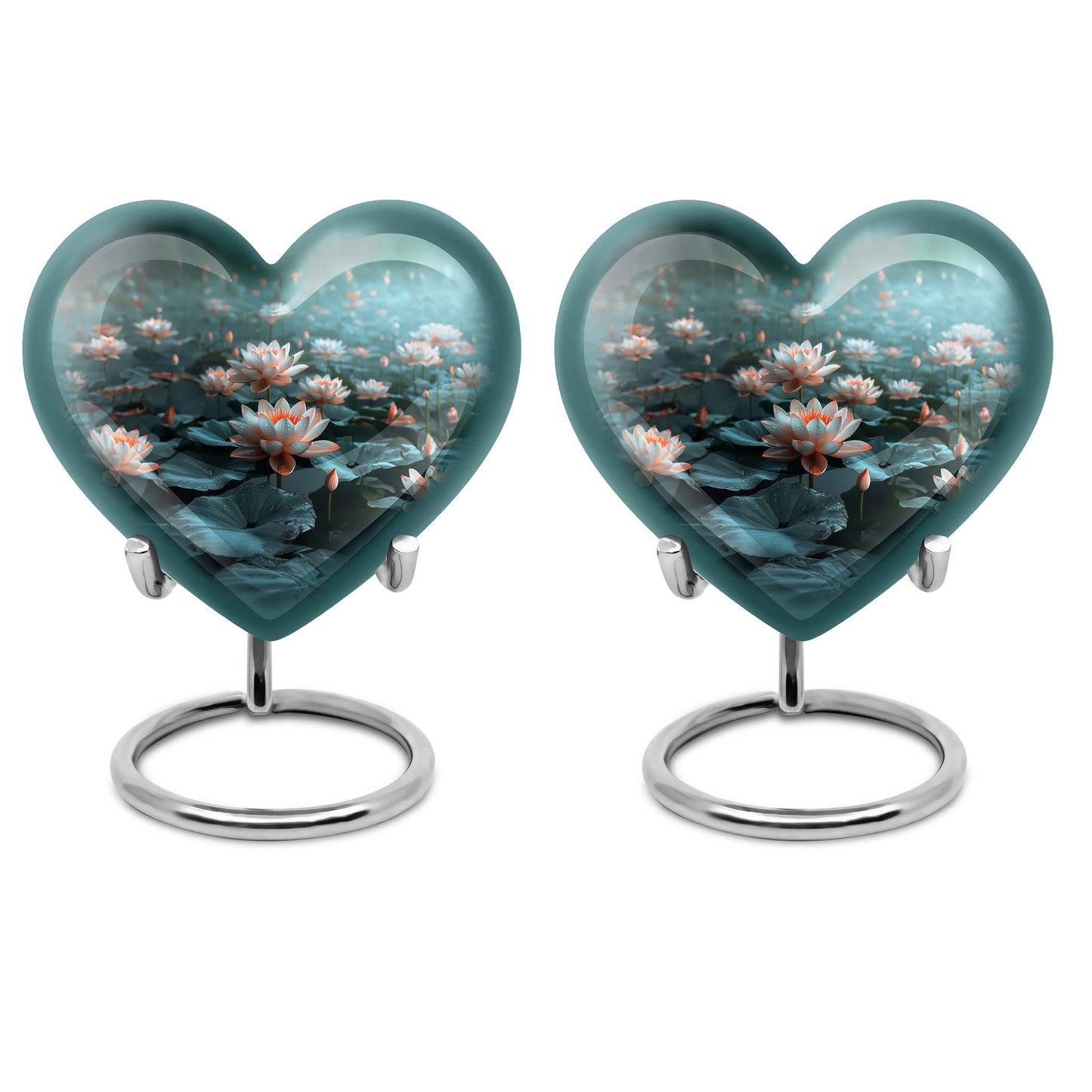 10-inch heart-shaped Lotus Urn, a large aluminium burial urn for cremation ashes