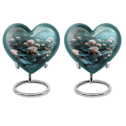 10-inch heart-shaped Lotus Urn, a large aluminium burial urn for cremation ashes