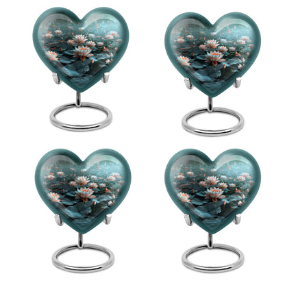 10-inch heart-shaped Lotus Urn, a large aluminium burial urn for cremation ashes